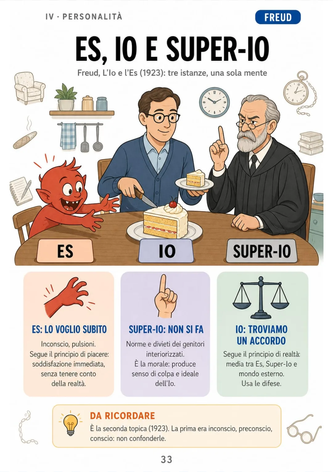 Es = principio di piacere · Super-Io = morale · Io = principio di realtà (Freud, 1923)