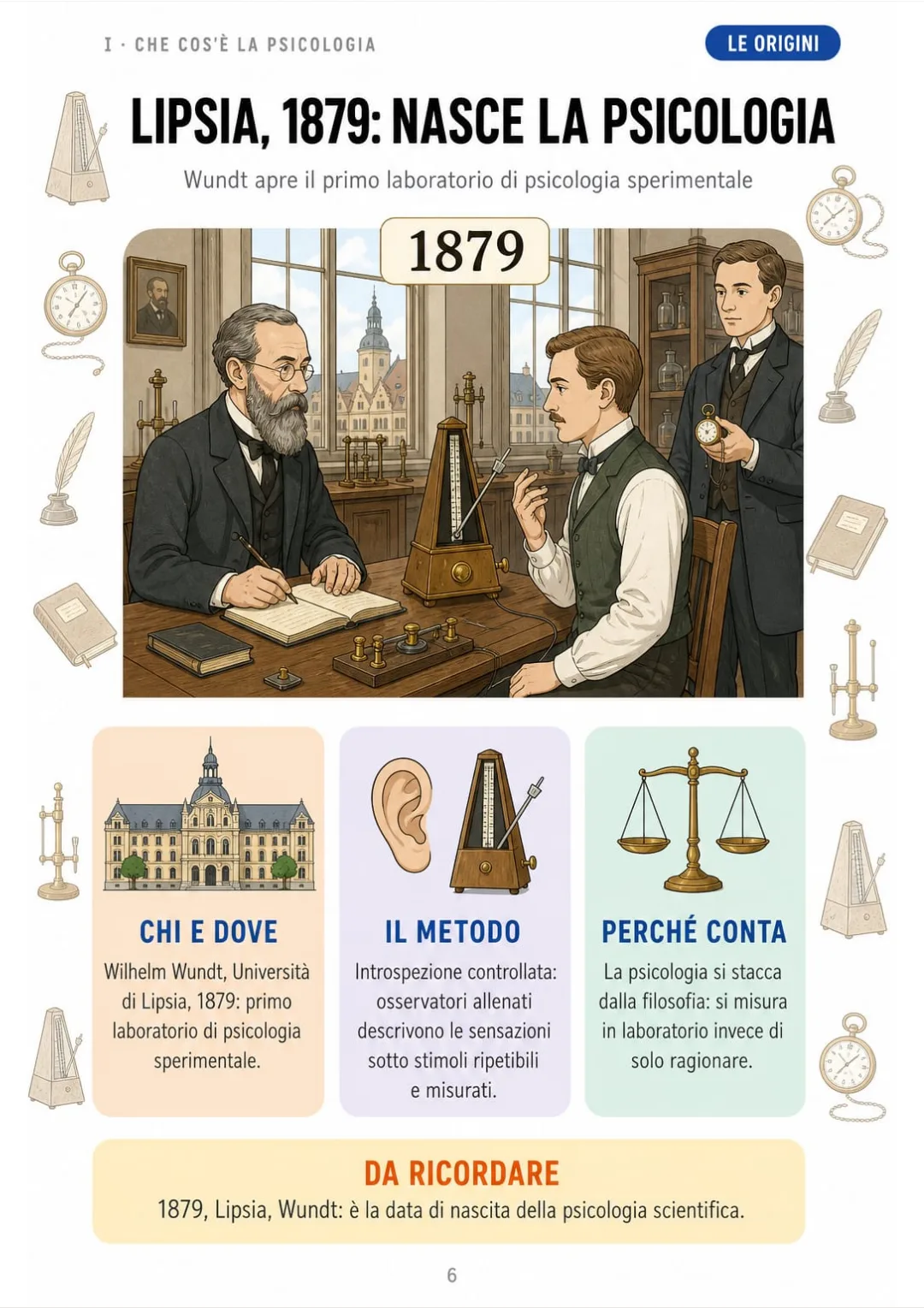 Wundt, Lipsia 1879: il metronomo e l'introspezione controllata.