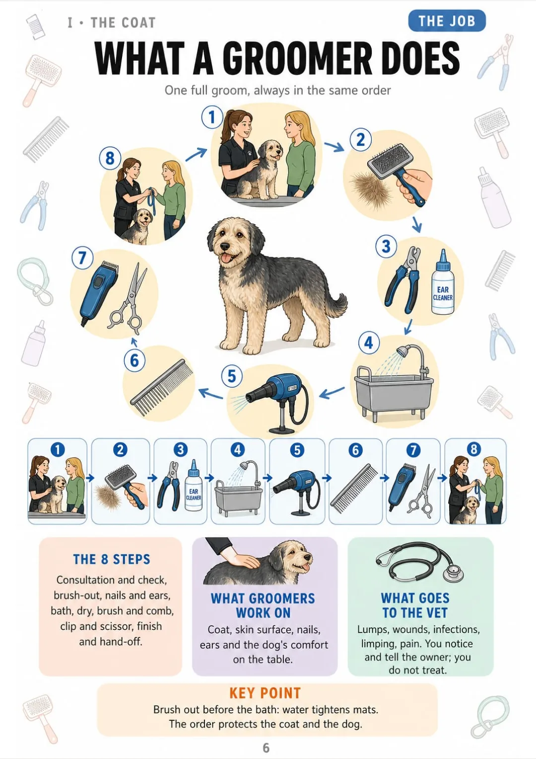 The full groom as one loop: 8 steps from consultation to hand-off
